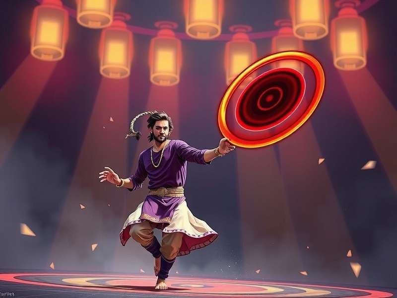 Extreme Spin Hero main character in traditional kurta with spinning disc